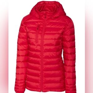 Vibrant Red Hooded Puffer Jacket